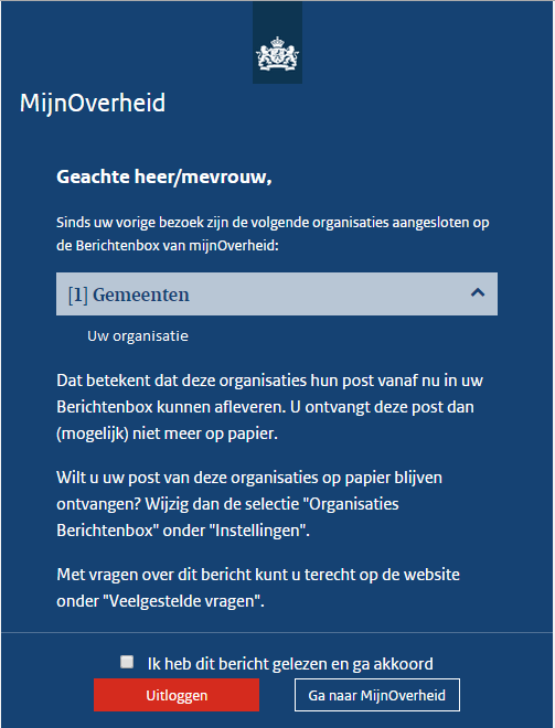 MijnOverheid inlogscherm